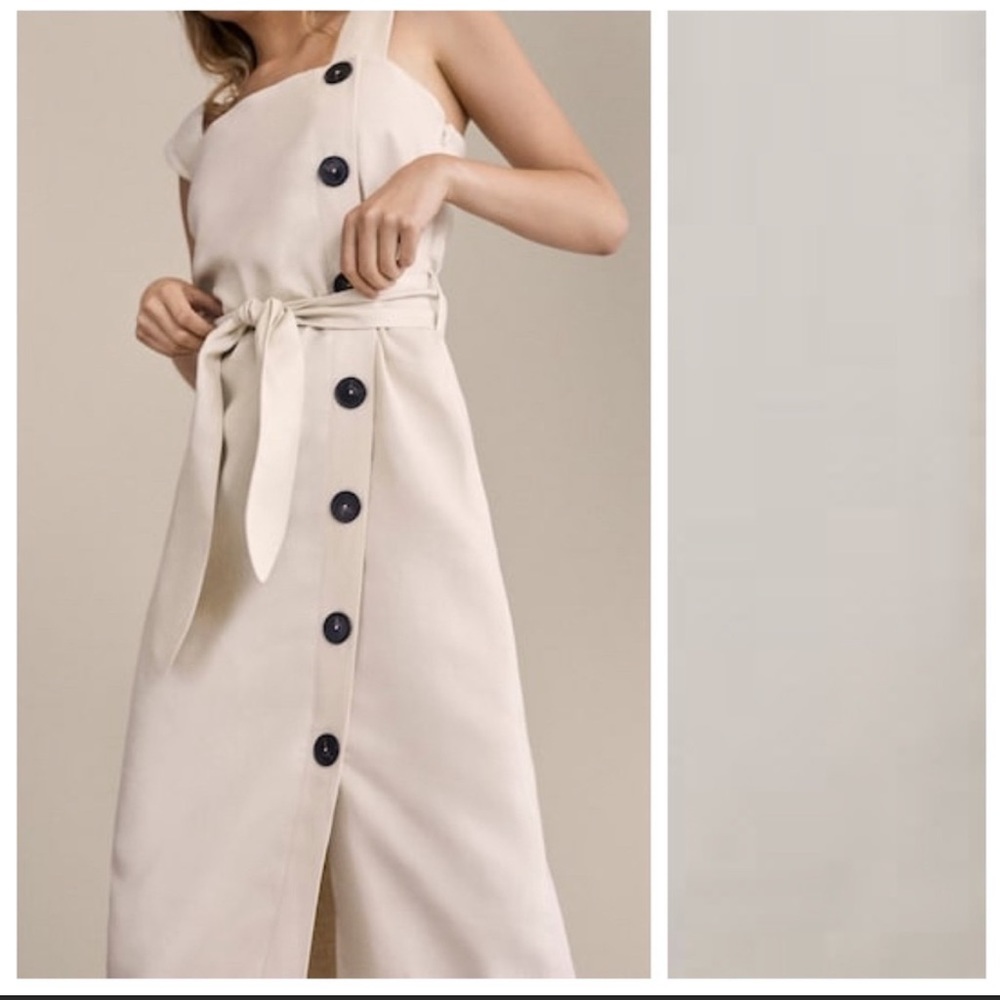Massimo Dutti linen midi dress with side buttons